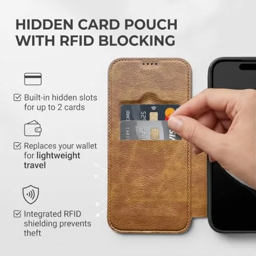 The Magnetic Leather Wallet Phone Case for iPhone 17 Pro Max in real use