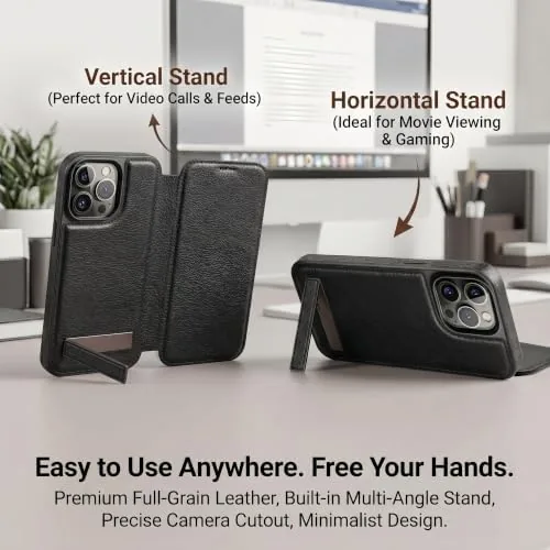 The Magnetic Leather Wallet Phone Case for iPhone 13 Pro Max in real use