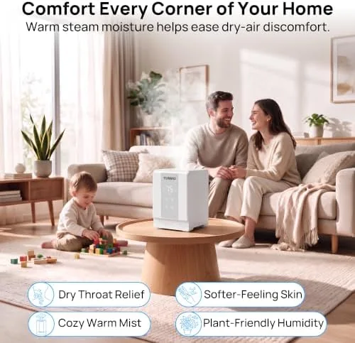 Close look at the TURBRO 4L Stainless Steel Warm Mist Humidifier, 500mL/h Steam Vaporizer build quality