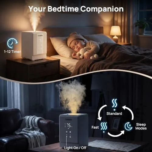 The TURBRO 4L Stainless Steel Warm Mist Humidifier, 500mL/h Steam Vaporizer compared in context