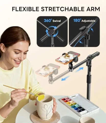 Close look at the Overhead Phone Stand for Video Recording, Floor Stand Heavy Duty build quality