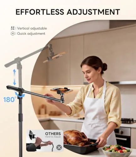 The Overhead Phone Stand for Video Recording, Floor Stand Heavy Duty in real use