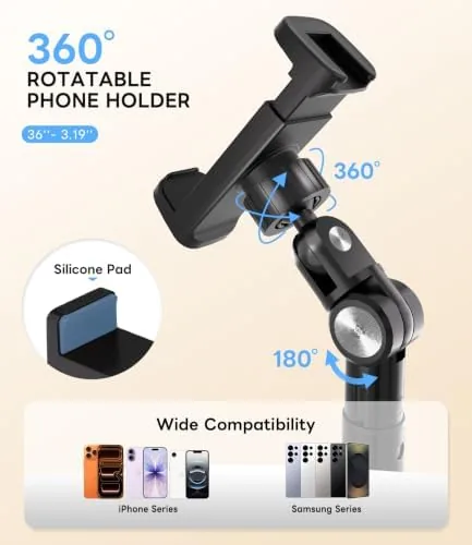 Another view of the Overhead Phone Stand for Video Recording, Floor Stand Heavy Duty