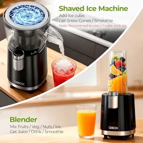 Another view of the QIBOX 2-in-1 Snow Cone Machine & Smoothie Blender | 700W