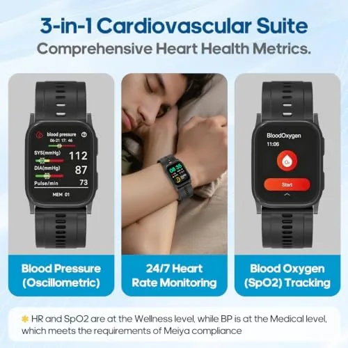 The Smart Blood Pressure Monitor Watch, FDA 510(k) Clearance (Gunmetal Gray) in real use