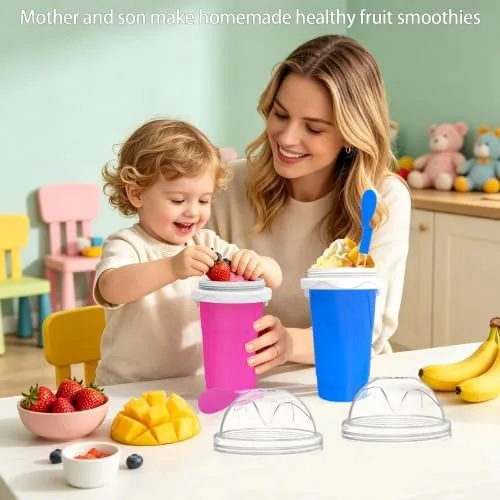 Another view of the 2PCS 500ML Slushie Maker Cup, DIY Magic Slushy Maker Squeeze