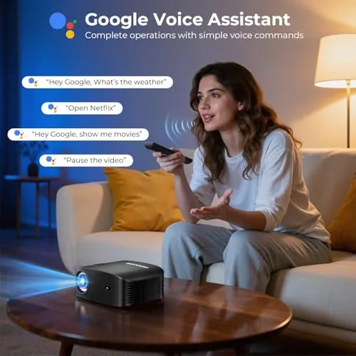 Detail shot of the GOODEE Mini Projector [Official Licensed Google TV] Built-in Apps | features