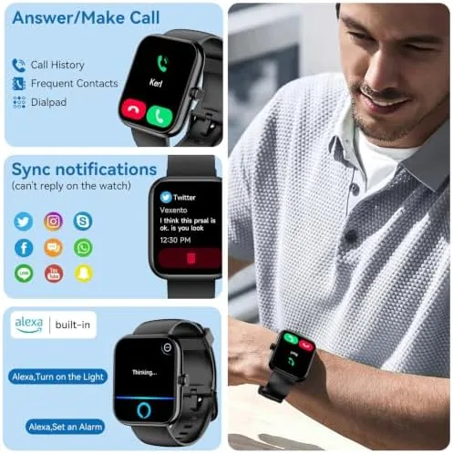 Detail shot of the Smart Watch with Alexa Built-in 2026 Fitness Tracker 1.83" HD features