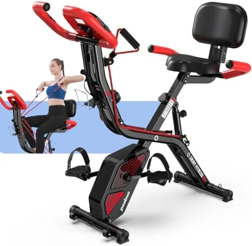pooboo folding exercise bike set up in an apartment