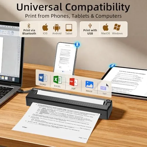 Detail shot of the Portable Thermal Printer Wireless Bluetooth Inkless for Travel | 8.5"x11" features