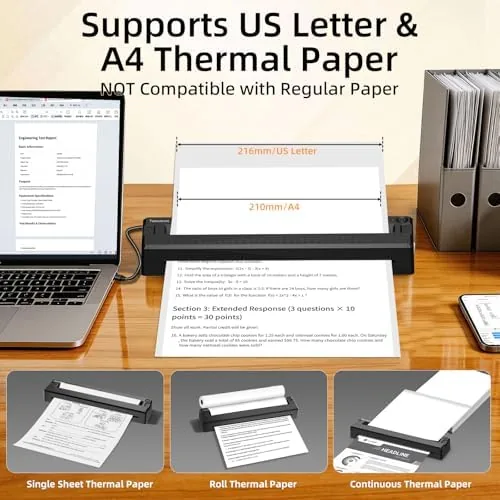 The Portable Thermal Printer Wireless Bluetooth Inkless for Travel | 8.5"x11" in real use