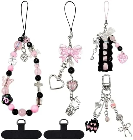 6Pcs Phone Charms with Rhinestone Bow, Beaded Bracelet Style, Kawaii, Type-C, for Wallet, Bag Review: Tested and Rated