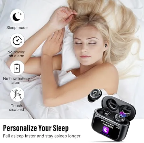 Close look at the 2026 Sleep Earbuds Bluetooth 5.4 in Ear Smart Touch Screen build quality