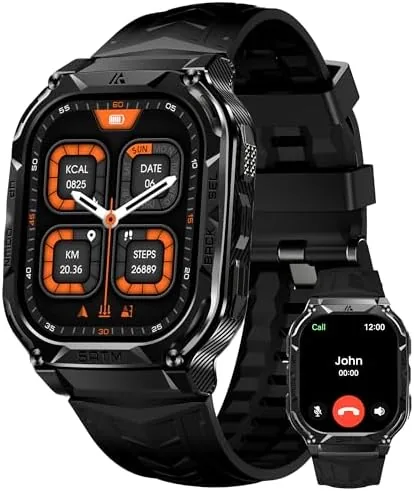 AMAZTIM smart watch on a wrist showing the AMOLED display outdoors