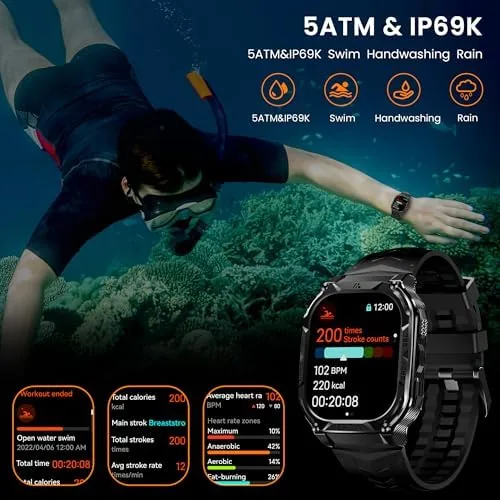 Battery settings screen showing the long battery life of the AMAZTIM watch
