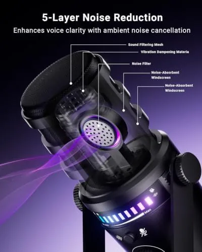 Detail shot of the Streaming Microphone for Discord, RGB Mic for PC | Supercardioid features