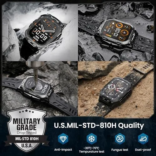 Close look at the AMAZTIM Smart Watch, Rugged Fitness Watch, 40 Days Battery, Flashlight build quality