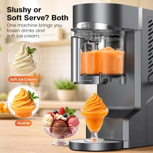 Close look at the Slushie Machine for Home, Ice Cream Maker, 30OZ, Light Gray build quality