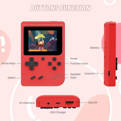 The handheld console being charged through a USB cable