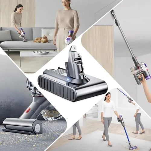The vacuum in use cleaning a carpet with the new battery installed