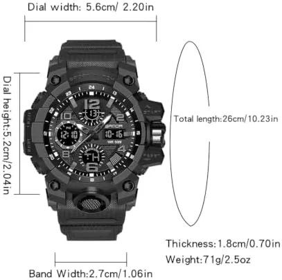 Another view of the Waterproof Sports Watches for Men with Night Light, Dual Display