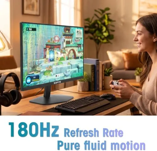 The monitor displaying a desktop workspace with clear text