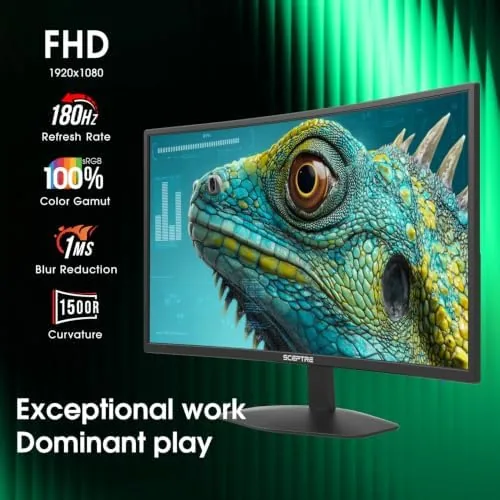Sceptre monitor showing a fast-paced game at 180Hz