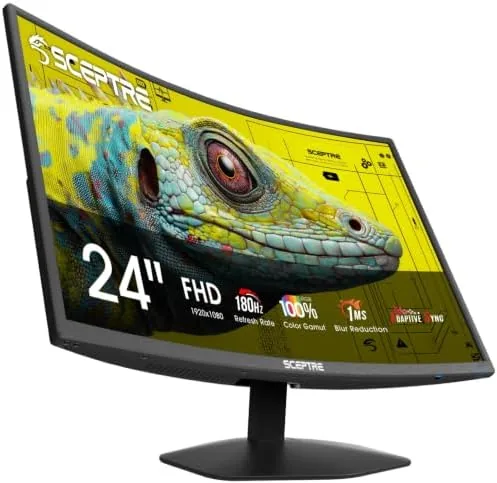 New! Sceptre Curved 24-inch Prime Gaming Monitor 1080p 1500R 1ms up to 180Hz DisplayPort Review: Tested and Rated