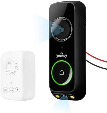 youkey Wired Doorbell Camera No Subscription, 2K Dual‑cam Video Doorbell with Chime, See Visitor Review: Tested and Rated