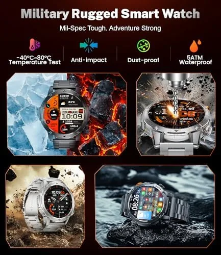 The Smart Watch for Men with 1000mAh Battery/Flashlight, 1.75'' Military Smartwatch in real use