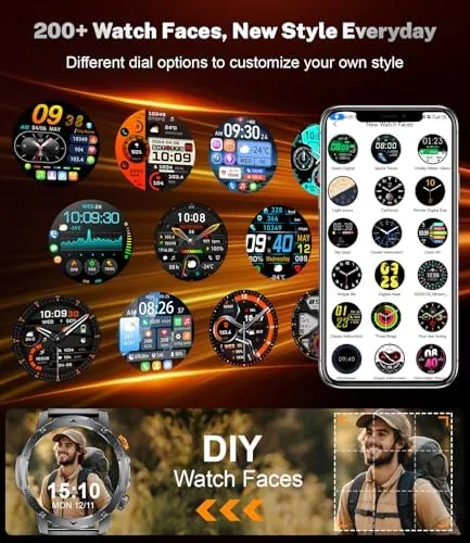 Another view of the Smart Watch for Men with 1000mAh Battery/Flashlight, 1.75'' Military Smartwatch
