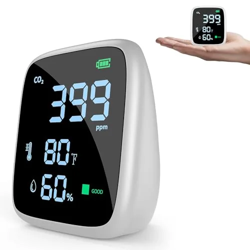 Overview of the 5-in-1 CO2 Carbon Dioxide Detector, Dienmern Portable Air Quality Monitor