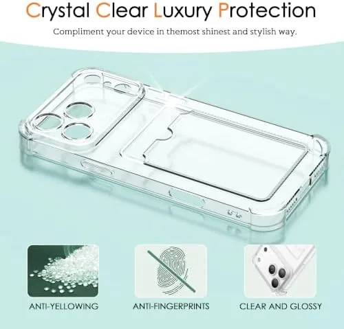 Close look at the IAIYOXI Clear Wallet Case for iPhone 17, Slim Shockproof Phone build quality