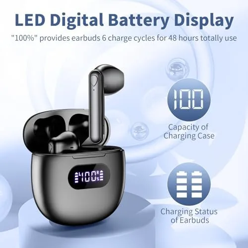 The Wireless Earbuds Bluetooth 5.4 Headphones IPX7 Waterproof Earbuds | 48H in real use