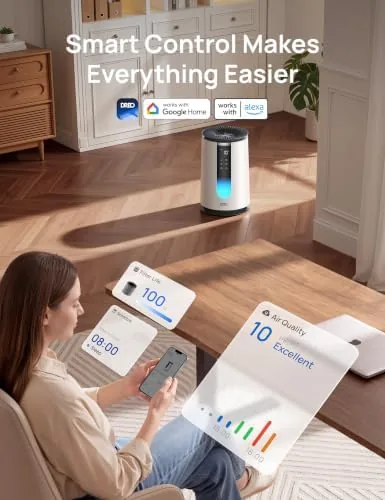 Another view of the DREO Smart HEPA Air Purifier for Home, AHAM VERIFIDE Air