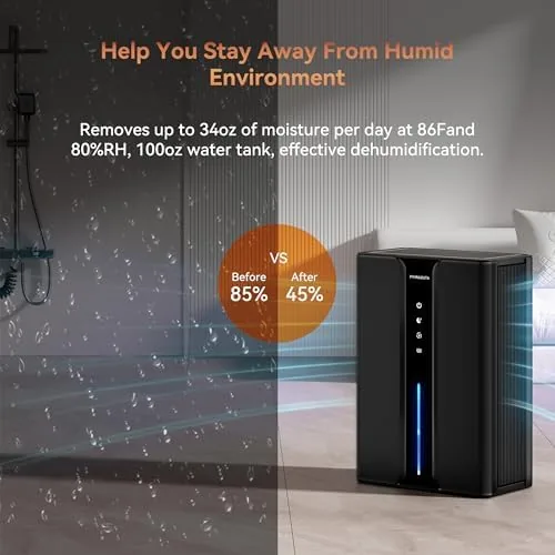 The PTHRAOUTA Home Dehumidifier with Drain Hose, with Air Reusable Filter in real use
