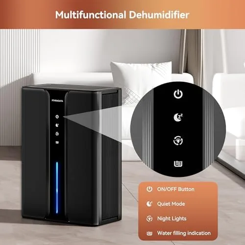 Testing the PTHRAOUTA Home Dehumidifier with Drain Hose, with Air Reusable Filter over two weeks