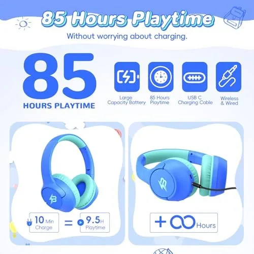 Close look at the Kids Bluetooth Headphones, 85H Playtime for Toddler Boys (Azure No build quality