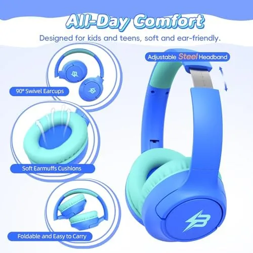 The Kids Bluetooth Headphones, 85H Playtime for Toddler Boys (Azure No compared in context