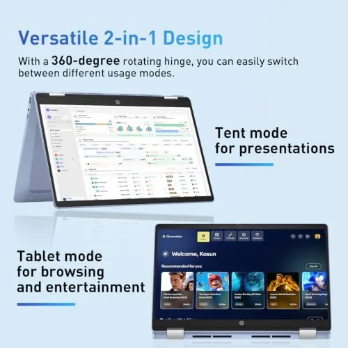 Detail shot of the HP 2-in-1 14" Touchscreen Chromebook Laptop, 4GB RAM, 64GB SSD features