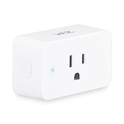 A close view of a WiZ smart plug showing the compact body and side power button