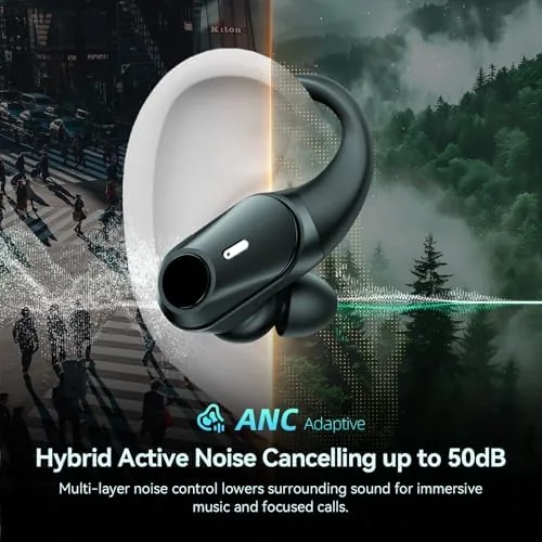 Close look at the Active Noise Cancelling Ear Buds Wireless Earbuds 80H Playtime Bluetooth build quality