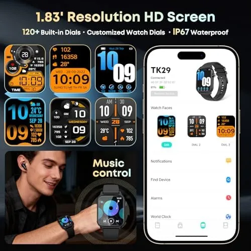 Another view of the Smart Watch for Men, 120+ Sports Modes Smartwatch with 1.83"