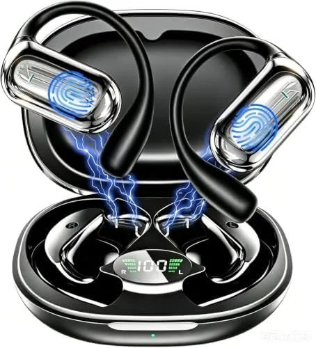 Open Ear Earbuds - 80Hrs Playtime with LED Display,OWS Open Ear Headphones with Real Review: Tested and Rated