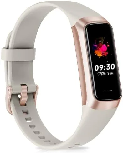 The Fitness Tracker smart watch showing its 1.10 inch AMOLED touch screen