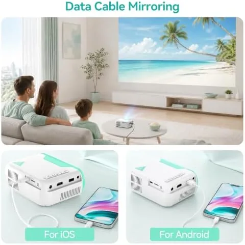 The Mini Movie Projector with Wired Screen Mirroring, Support HDMI USB in real use