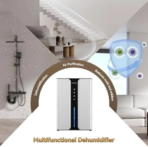 Close look at the PTHRAOUTA Home Dehumidifier with Drain Hose, with Air Reusable Filter build quality
