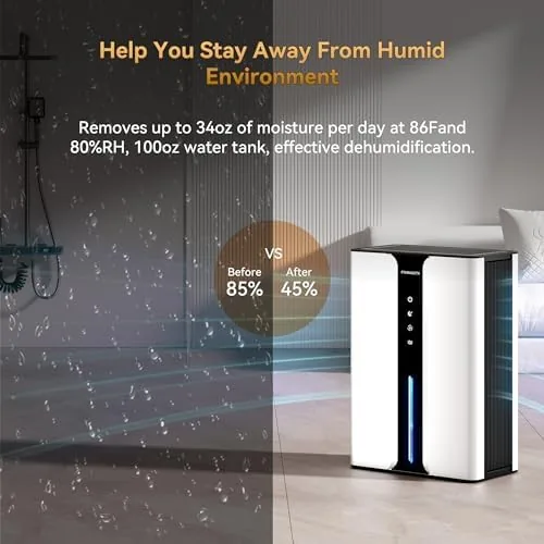 The PTHRAOUTA Home Dehumidifier with Drain Hose, with Air Reusable Filter in real use