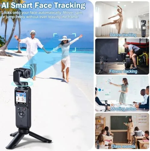 The screen showing the AI face tracking box around a subject