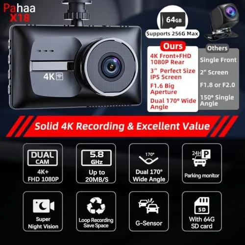 Close look at the X18 4K Dash Cam Front and Rear, 4K+1080P Dual STARVIS build quality